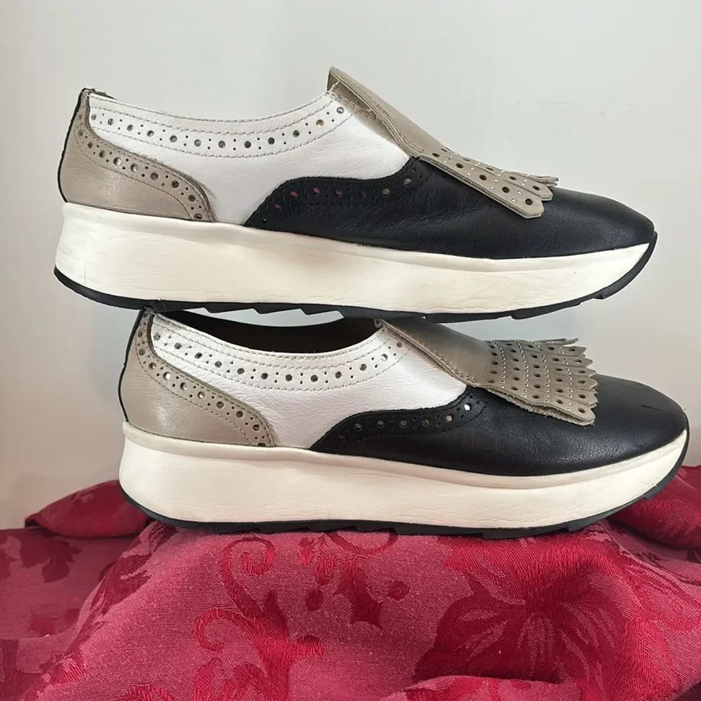 GROX Respira Slip on Loafers‎ D8 25TB Black White Beige with Fringe W Size 7 - Picture 6 of 16